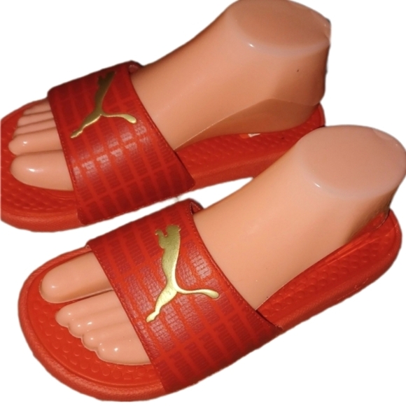 Puma Red Women's Slip-On Slide Flip Flops - Picture 3 of 6